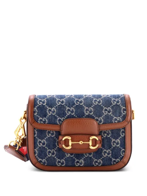 Gucci Pre-Owned Horsebit 1955 GG Denim Mini shoulder bag Blue LV0AIFIVEVWEGI44
