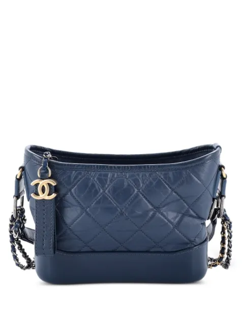 CHANEL Pre-Owned Gabrielle Quilted Aged Calfskin Small hobo bag Blue R1TUS8JDAB9PU1UT