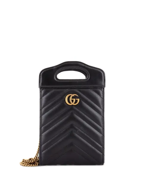 Gucci Pre-Owned GG Marmont Top Handle Convertible Chain Tote Matelasse Leather Mini crossbody bag Black M0E209EVGABRR14J
