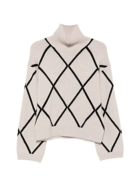 Allude argyle-pattern roll-neck sweater Neutrals 26517660