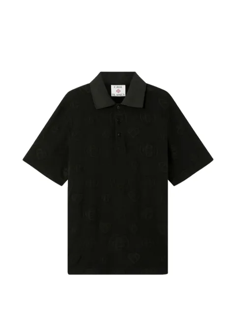 Casablanca monogram-appliqué polo shirt Black MPF26JTP46701