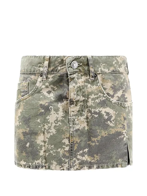NUMERI camouflage-print cotton mini skirt Green J109M003W028