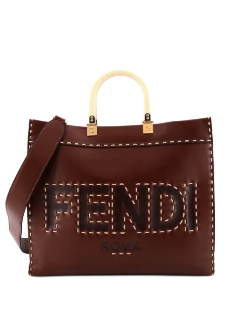 Fendi Pre-Owned Sunshine Shopper Leather Medium tote bag Brown ORHOQ0SPI6ONPF6G