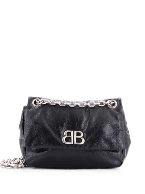 Balenciaga Pre-Owned Monaco Chain Flap Leather Mini shoulder bag Black KWLZO805192IADK5