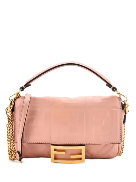 Fendi Pre-Owned Baguette NM Bag Zucca Embossed Leather Mini crossbody bag Pink KTBE8UA8NURCPKPG