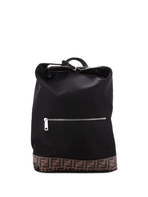 Fendi Pre-Owned Santander Nylon with Zucca Embossed Leather backpack Black KLUYCUTRXZH7HH4Y