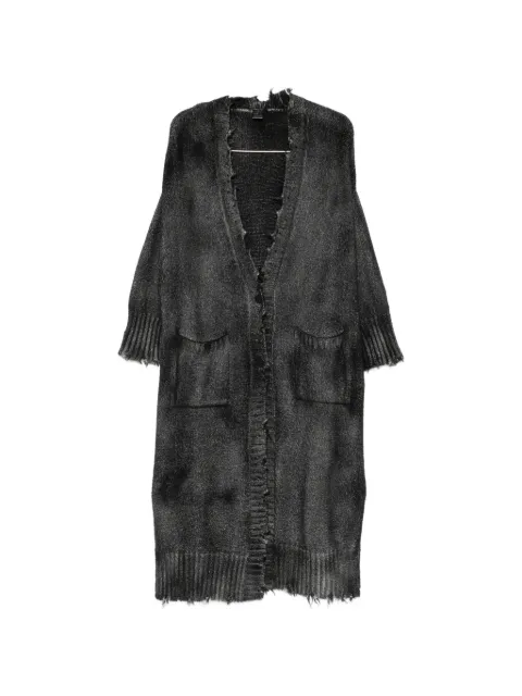 Avant Toi distressed-effect longline coat Grey 226WD1846BELVHV00023