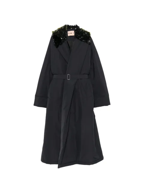 Plan C sequin-embellished belted coat Blue CSCAA52RY1TN032