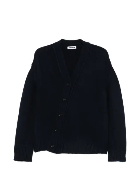 Jil Sander asymmetric ribbed-knit cardigan Blue J02HP0065J14860