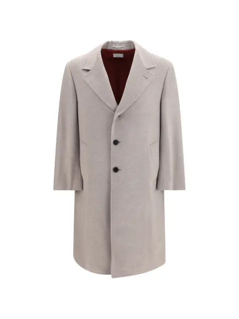 Brunello Cucinelli single-breasted fleece wool coat Neutrals MV4679155CEE46