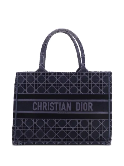 Christian Dior Pre-Owned Book Cannage Embroidered Velvet Medium tote bag Blue ETCNNYYPUTROMQ9H