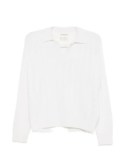 Purotatto cable-knit polo-collar sweater Neutrals FW260712166284