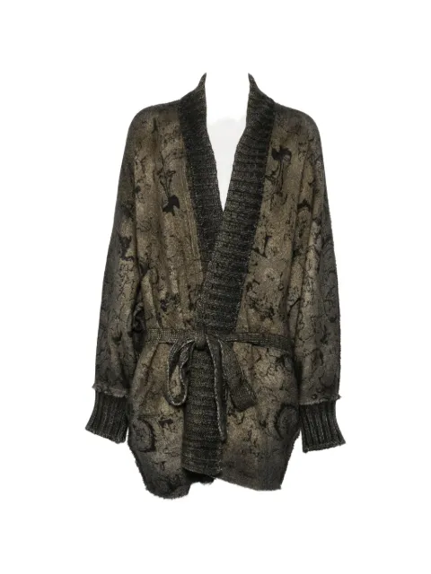 Avant Toi jacquard-knit belted coat Green 226WD1671MEFVHLV00852