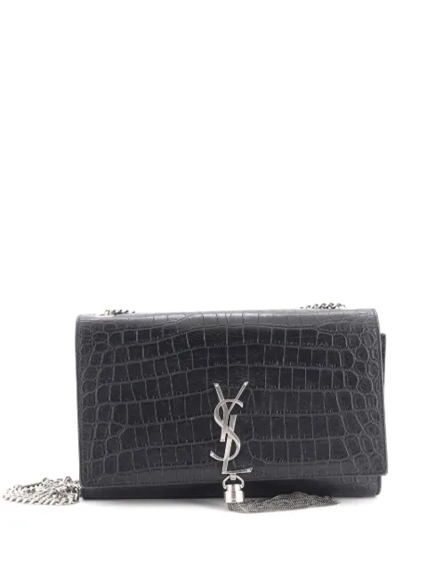 Saint Laurent Pre-Owned Classic Monogram Tassel Crocodile Embossed Leather Medium crossbody bag Black K9SA8S961A3UZB0C