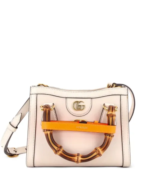 Gucci Pre-Owned Diana NM Bamboo Handle Tote Leather Mini crossbody bag White EXOKX4CY8DPXLUNV