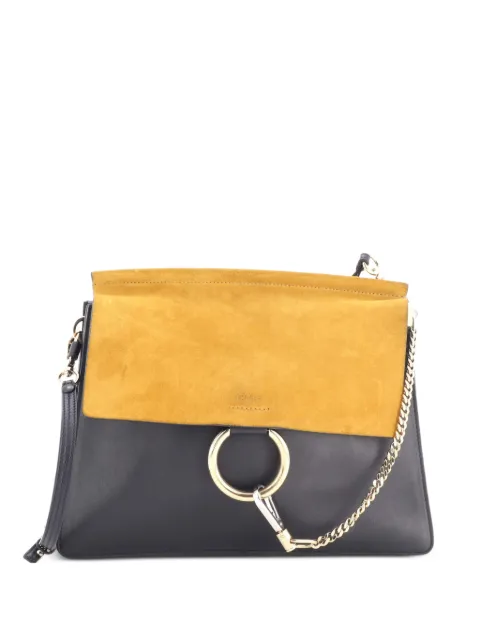 Chloé Pre-Owned Faye Leather and Suede Medium shoulder bag Orange JIJQN5RGCRYBUXKI