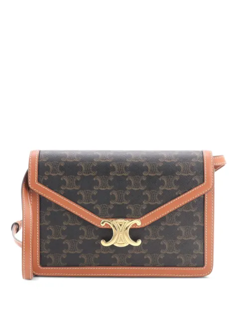 Celine Pre-Owned Enveloppe Wallet on Strap Triomphe Coated Canvas crossbody bag Brown 39MO5YGISTA2QGG0