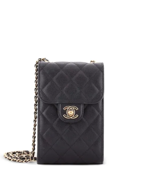 CHANEL Pre-Owned CC Flap Phone Holder Crossbody Bag Quilted Caviar clutch bag Black 87M1DMO2P4MPDFYA