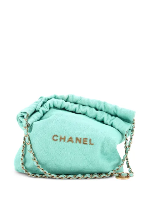 CHANEL Pre-Owned 22 Chain Quilted Denim Small hobo bag Green 61W2S5CQLMJAMOCN