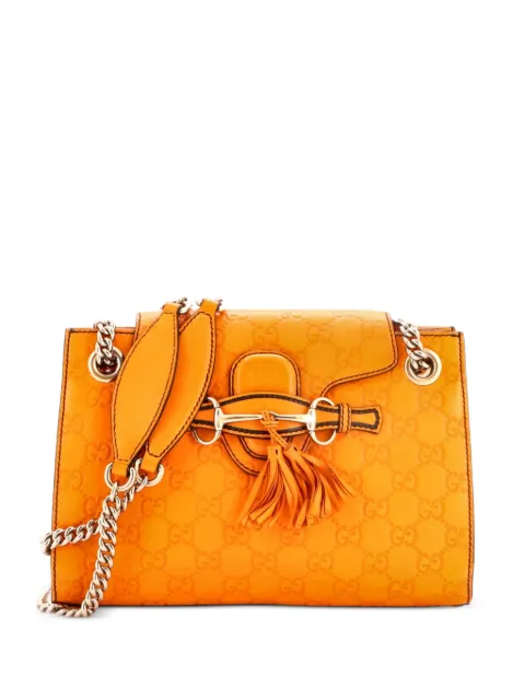 Gucci Pre-Owned Emily Chain Flap Guccissima Leather Small shoulder bag Orange DDBMTNVO8G6CSIDF