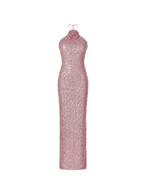 ROSERRY Jennifer floral-appliqué maxi dress Pink JENNIFERSEQUINED