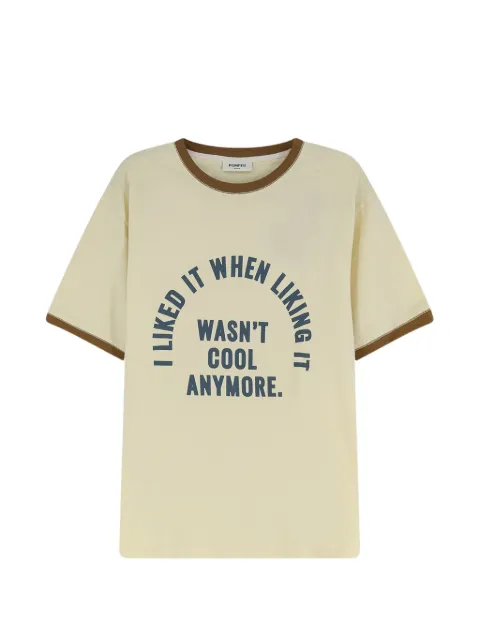POMPEII slogan-print ringer T-shirt Neutrals H04001020S2615