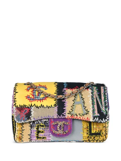 CHANEL Pre-Owned 2010 Tweed Patchwork Jumbo shoulder bag Yellow 179307