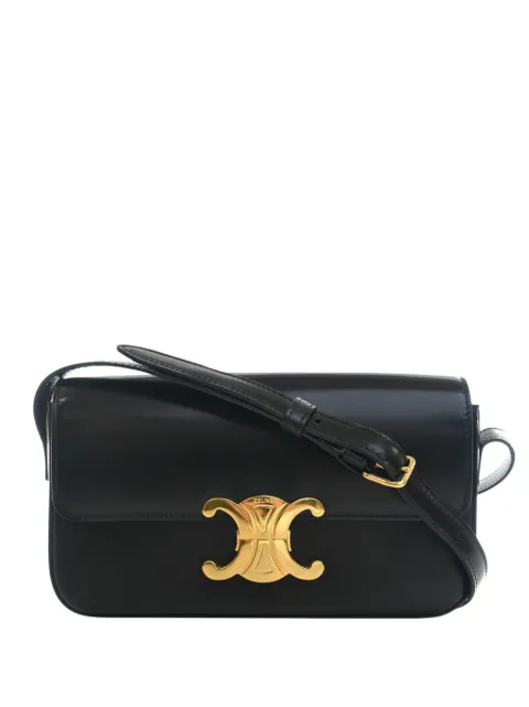Celine Pre-Owned 2021 Shiny Calfskin Triomphe Claude shoulder bag Black TA2D37ELP9G2169H