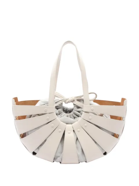 Bottega Veneta Pre-Owned 2021-2022 Medium Calfskin Shell Bag satchel White NBSAPJCQ3XMK749N