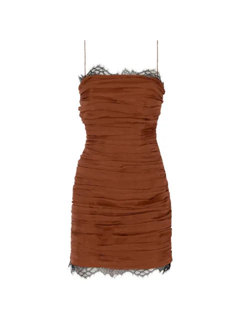 Raquel Diniz Ambra P lace-trim ruched mini dress Brown 5S03072NUS001900000860