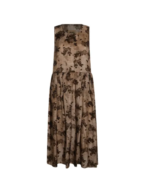 Uma Wang sleeveless floral-print midi dress Neutrals UP5006