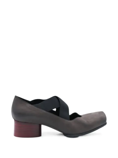Uma Wang cross-strap leather pumps Brown US9106UW067