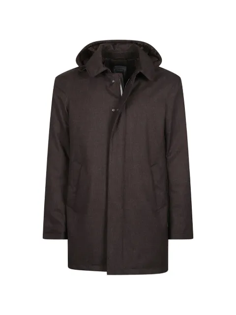 Herno wool hooded single-breasted coat Brown PI001380U33498