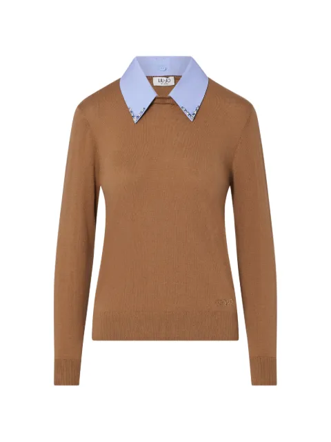 LIU JO sweater with poplin-detail Neutrals WF6452MA16R