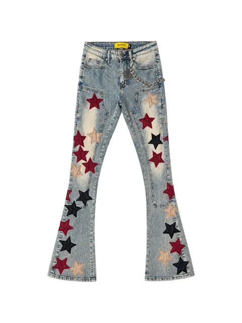 GUAPI star-appliqué chain-detail jeans Blue GWRVSDSS26