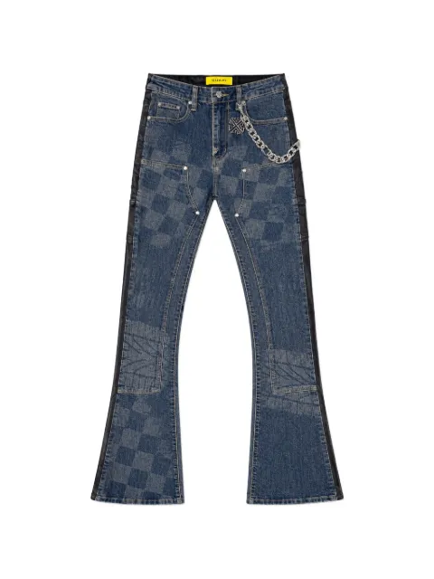 GUAPI checkerboard-print panelled jeans Blue GVBRDSS26