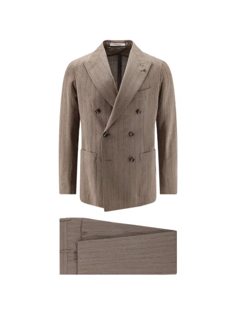 Tagliatore double-breasted pinstripe suit Brown 2SMC20K01AI120199
