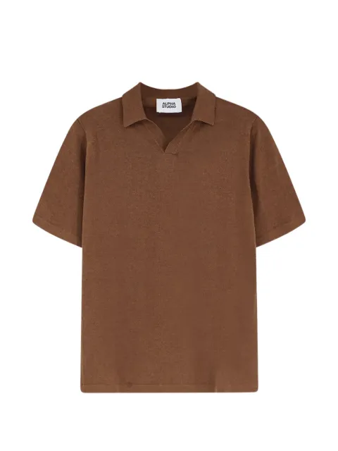 ALPHA STUDIO short-sleeve polo-collar T-shirt Brown AU5093B