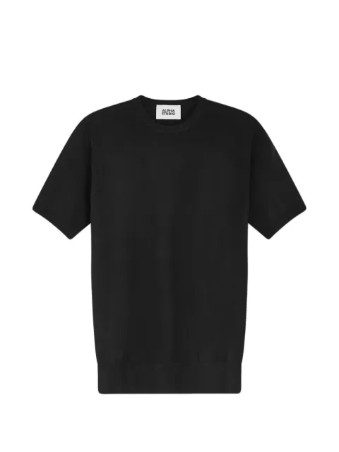 ALPHA STUDIO short-sleeve crew-neck sweater Black AU5040C