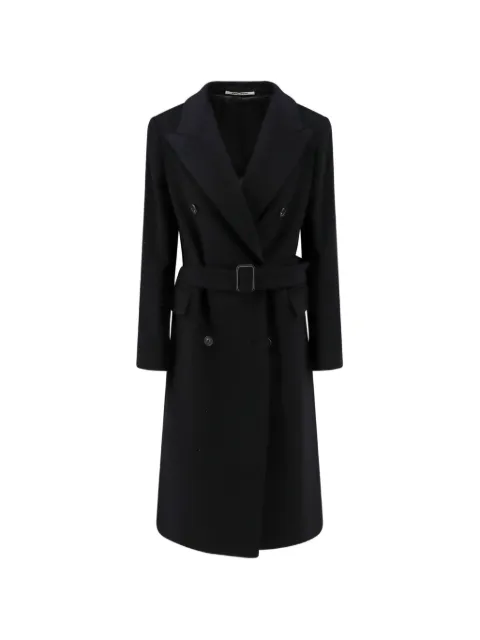 Tagliatore Jole double-breasted belted coat Black JOLECC350002N5055