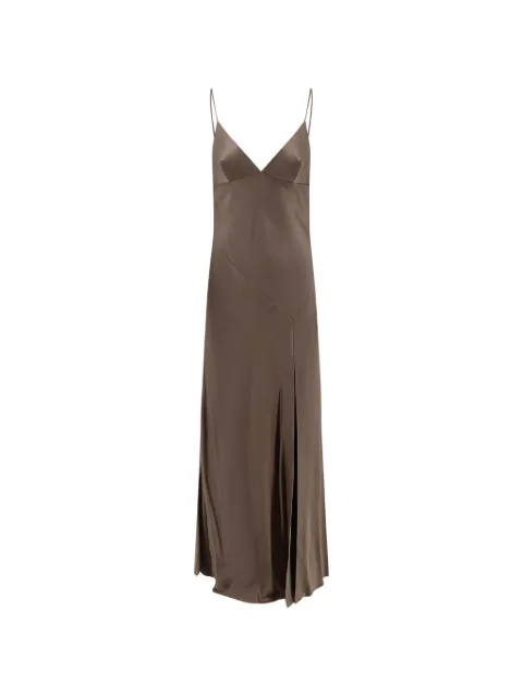 Alberta Ferretti satin front-slit maxi dress Brown 262UA04226627