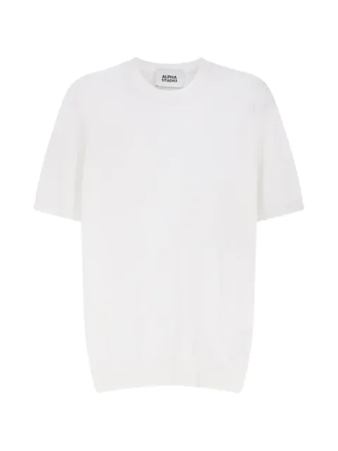 ALPHA STUDIO short-sleeve ribbed-trim sweater White AU5040C1000