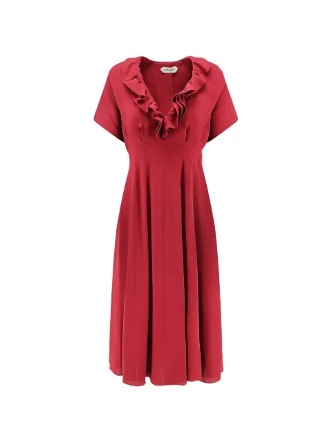 Alberta Ferretti ruffled V-neck midi dress Red 262UA04046617