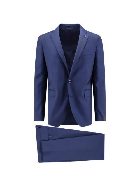 Tagliatore brooch-detail wool suit Blue 2FBR22B01060001