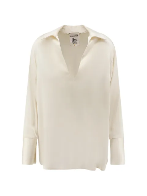 Semicouture V-neck long-sleeve shirt Neutrals S6WM02E64