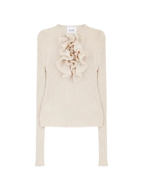 Nude ruffle-trim sweater Neutrals 1101E2633801