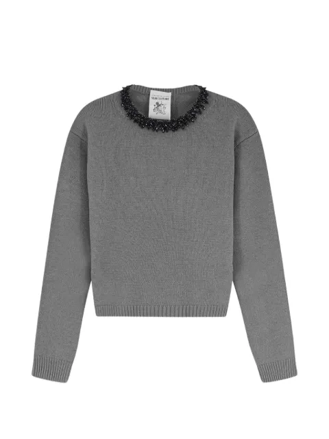 Semicouture bead-embellished round-neck sweater Grey Y6WH71