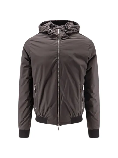 Moorer ribbed-trim hooded jacket Brown MOUGI100050U0202