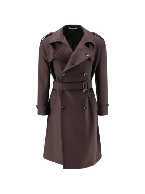Tagliatore double-breasted belted virgin wool trench coat Brown BORNPH50036M1046