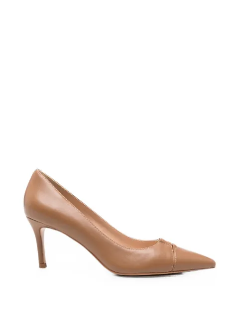 TWINSET leather court shoes with logo Brown 262TCP016